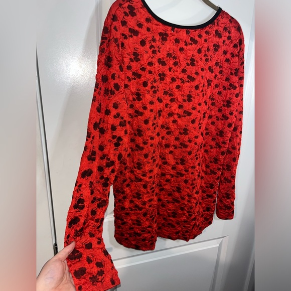 NWT Buccho Fallaci Plus Size Women’s Top Scrunch Rose Red/Black Long Sleeve 2XL - Picture 6 of 14